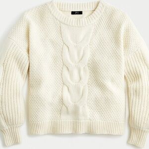 J. Crew Wool Cable Knit Sweater Women’s XL Ivory Cream Balloon Sleeve